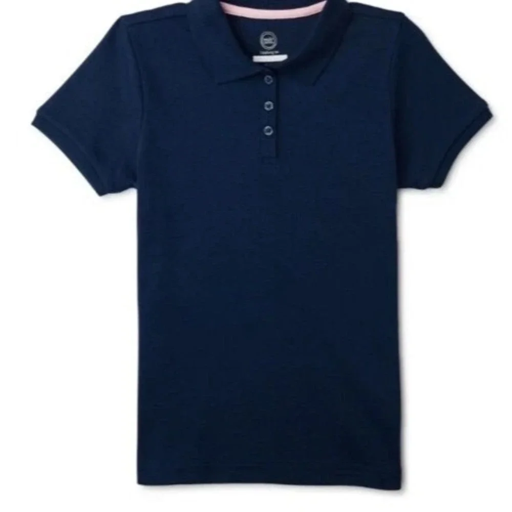 Wonder Nation Girls Polo Shirt Size XL (14-16) Plus Navy School Uniform Cotton
